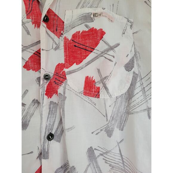 ID Official Identification Shirt ABSTRACT Print Vintage 80s USA  M L Men's RARE - Picture 5 of 6